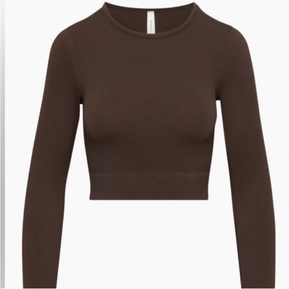 Aritzia Babaton Encounter Ribbed Long Sleeve Cropped Top